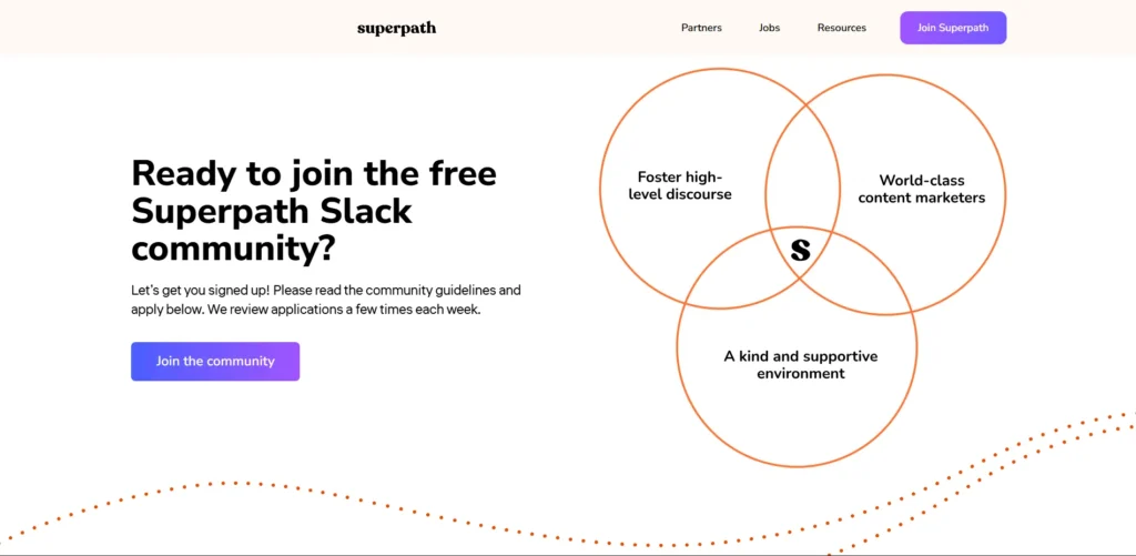 Join Superpath Slack Community for high-level discourse, world-class marketers, and a supportive environment.